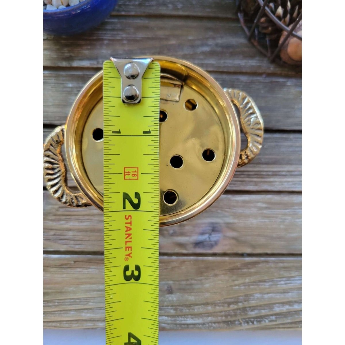 Small Brass Burner/ Cauldron with Screen/ Green Witch Apothecary -