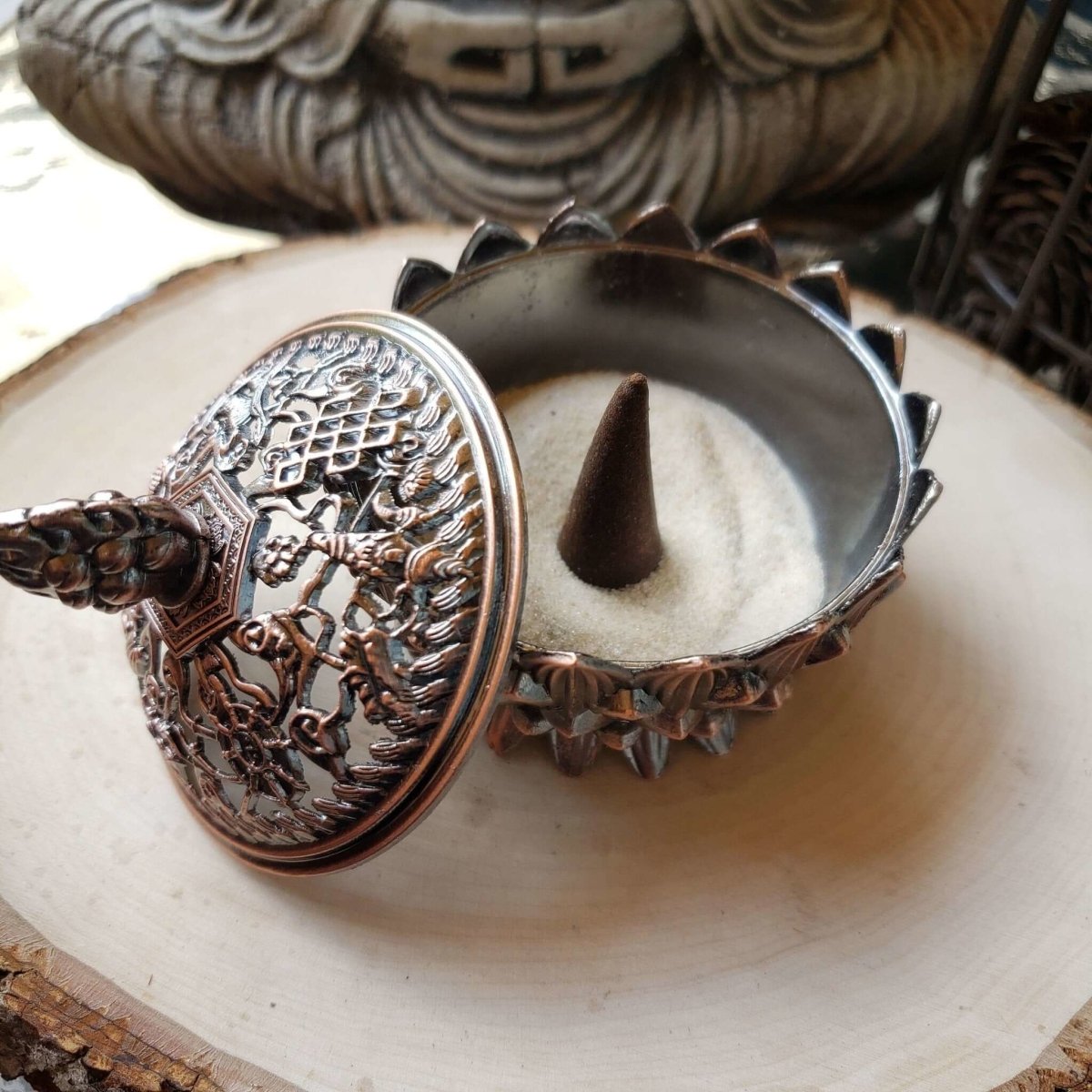 Small Lotus Incense Holder, Brass Metal Incense Burner ,Sage Smudge Bowl, Cone Holder Burner -