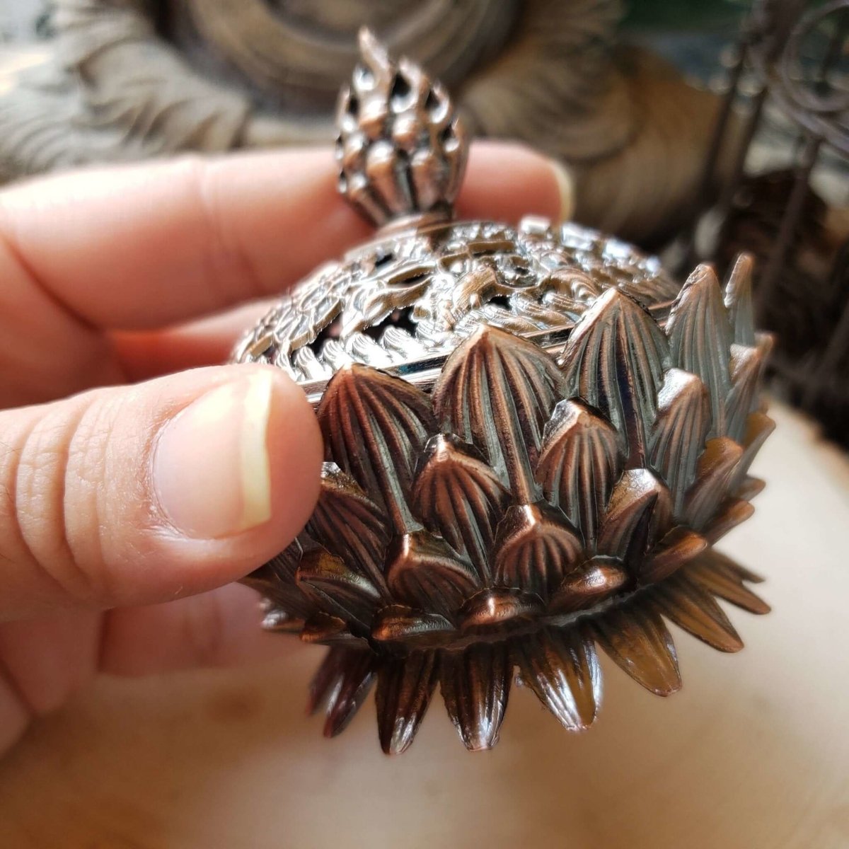 Small Lotus Incense Holder, Brass Metal Incense Burner ,Sage Smudge Bowl, Cone Holder Burner -