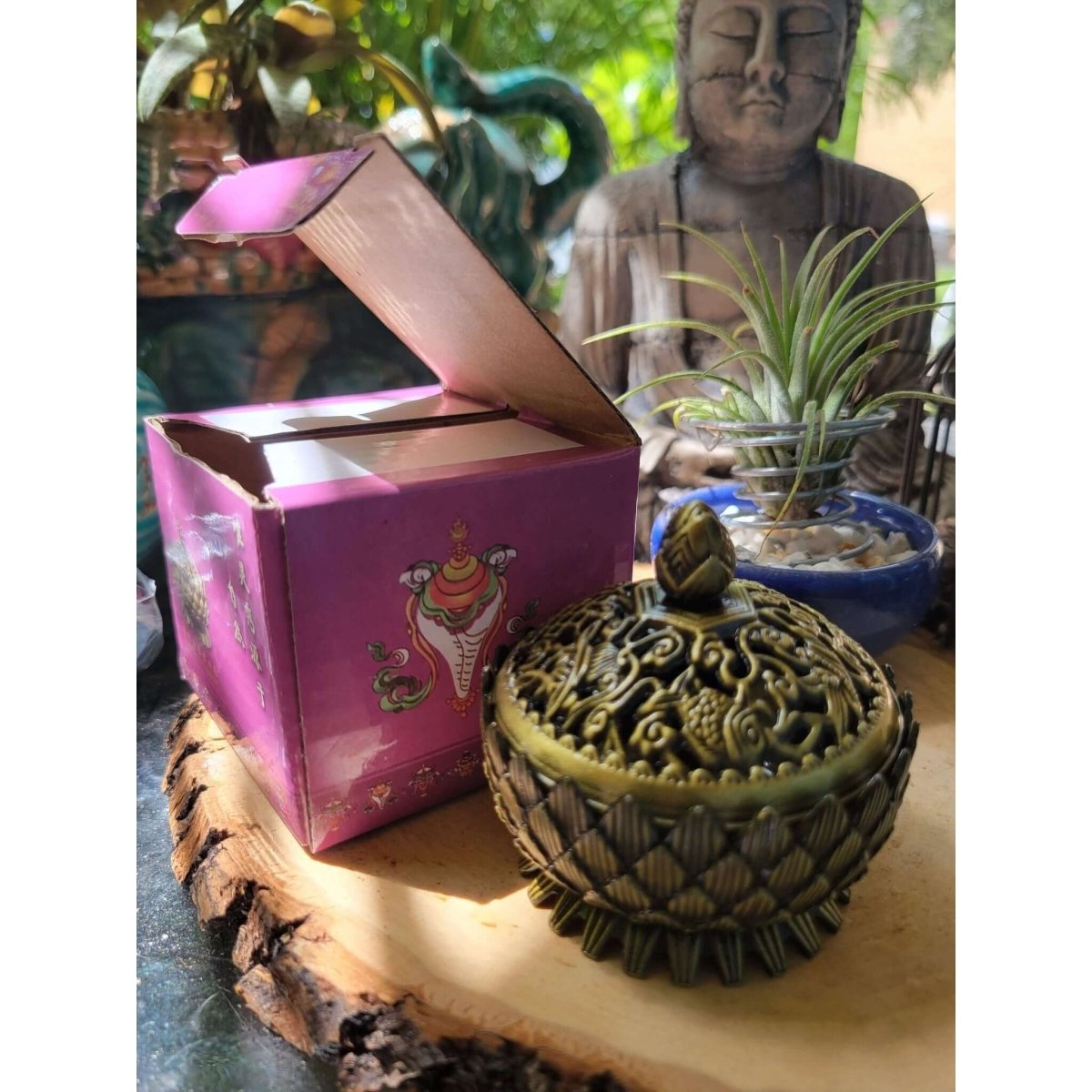 Small Round Flower Top ,Incense Holder, Brass Metal Incense Burner ,Sage Smudge Bowl, Cone Holder Burner -