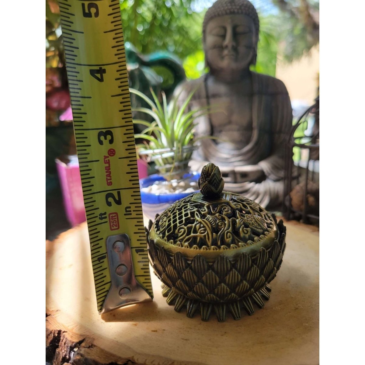 Small Round Flower Top ,Incense Holder, Brass Metal Incense Burner ,Sage Smudge Bowl, Cone Holder Burner -