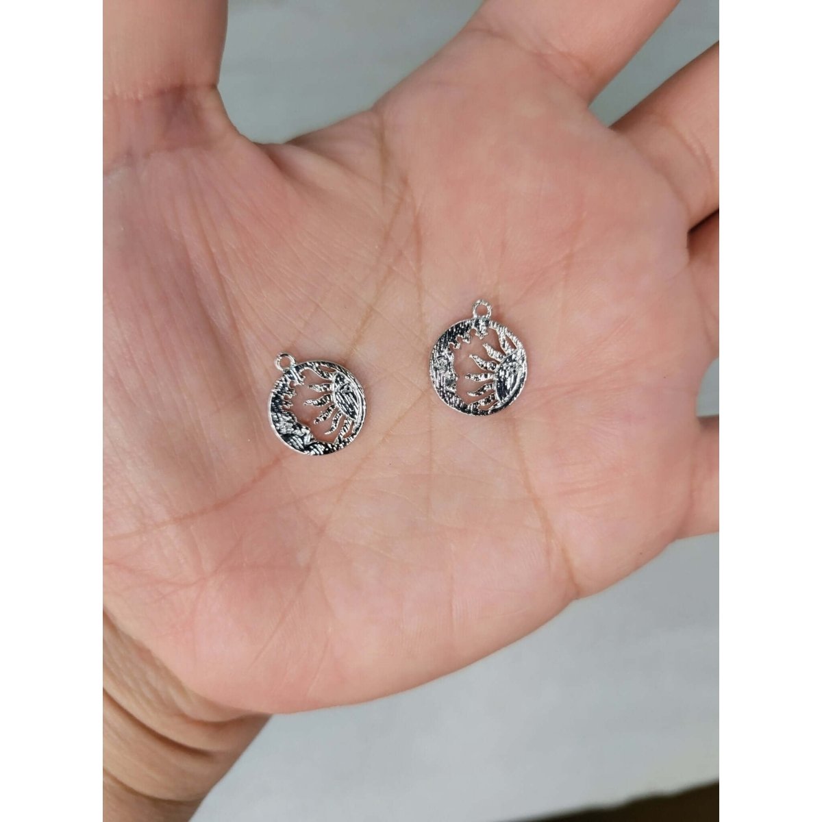 Small Round Sun and Moon Charm Pendants Jewelry making Witchy Charms -Charms & Pendants