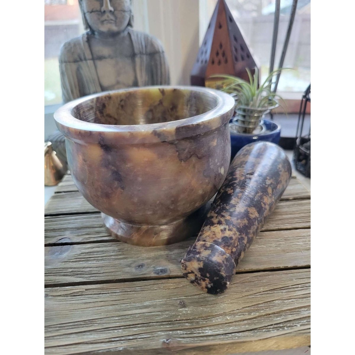 Soapstone Mortar & Pestle - Witchcraft, Kitchen Witchery, Incense Crafting -