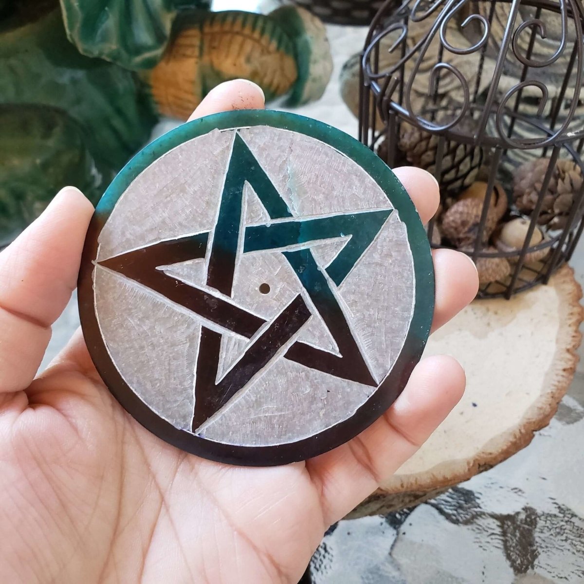 Soapstone Pentacle Incense Burner -