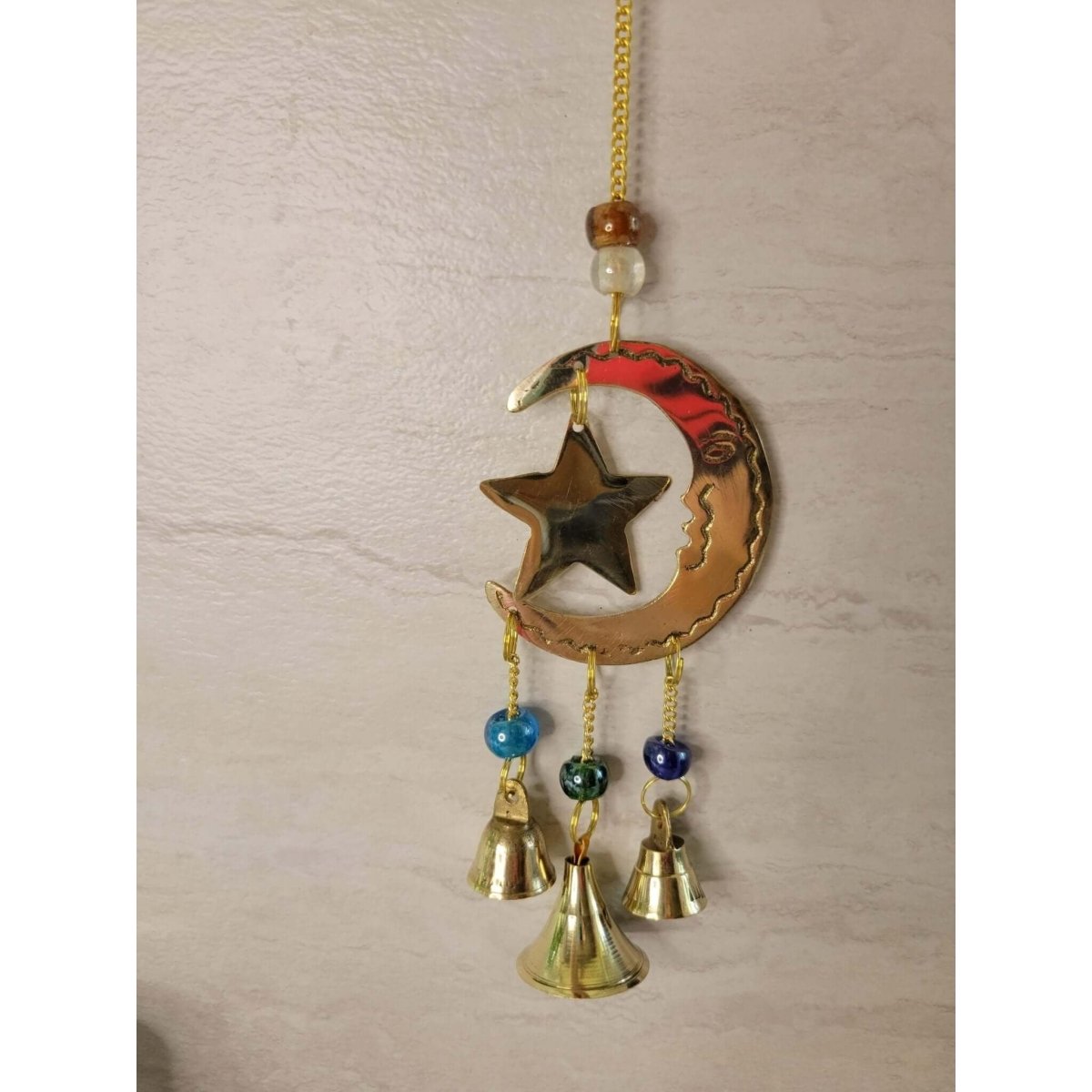 Star and Moon Handmade Brass Wind Chime with bells Witch Bells -Wind Chimes