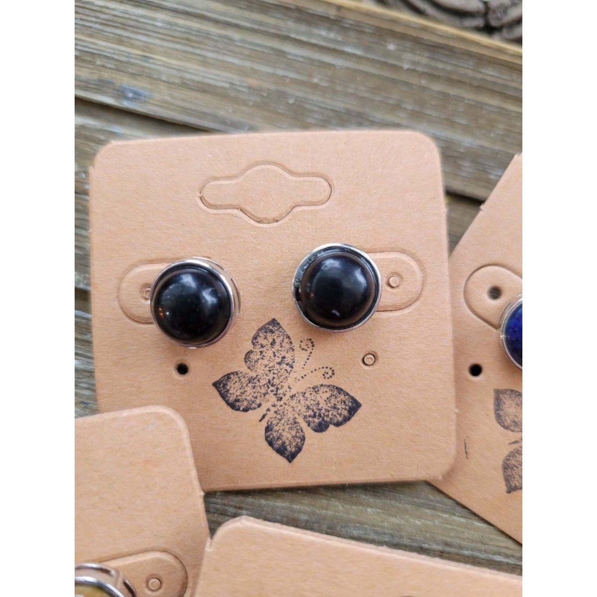 Stud Earrings, with Brass Findings, Half Round, Crystal Studs -