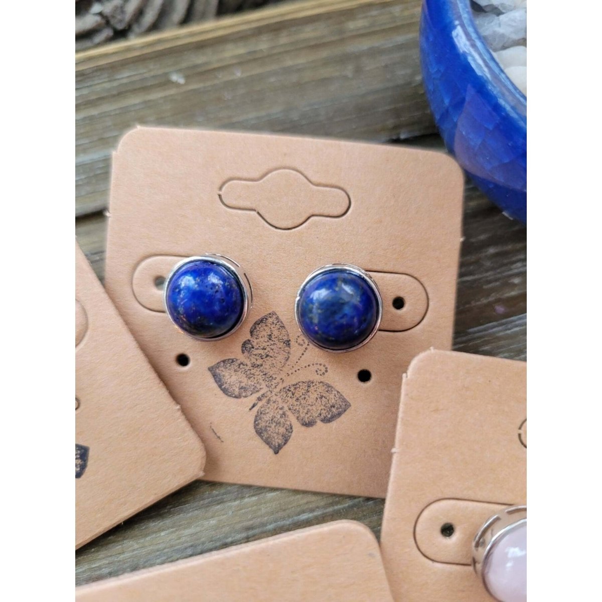 Stud Earrings, with Brass Findings, Half Round, Crystal Studs -