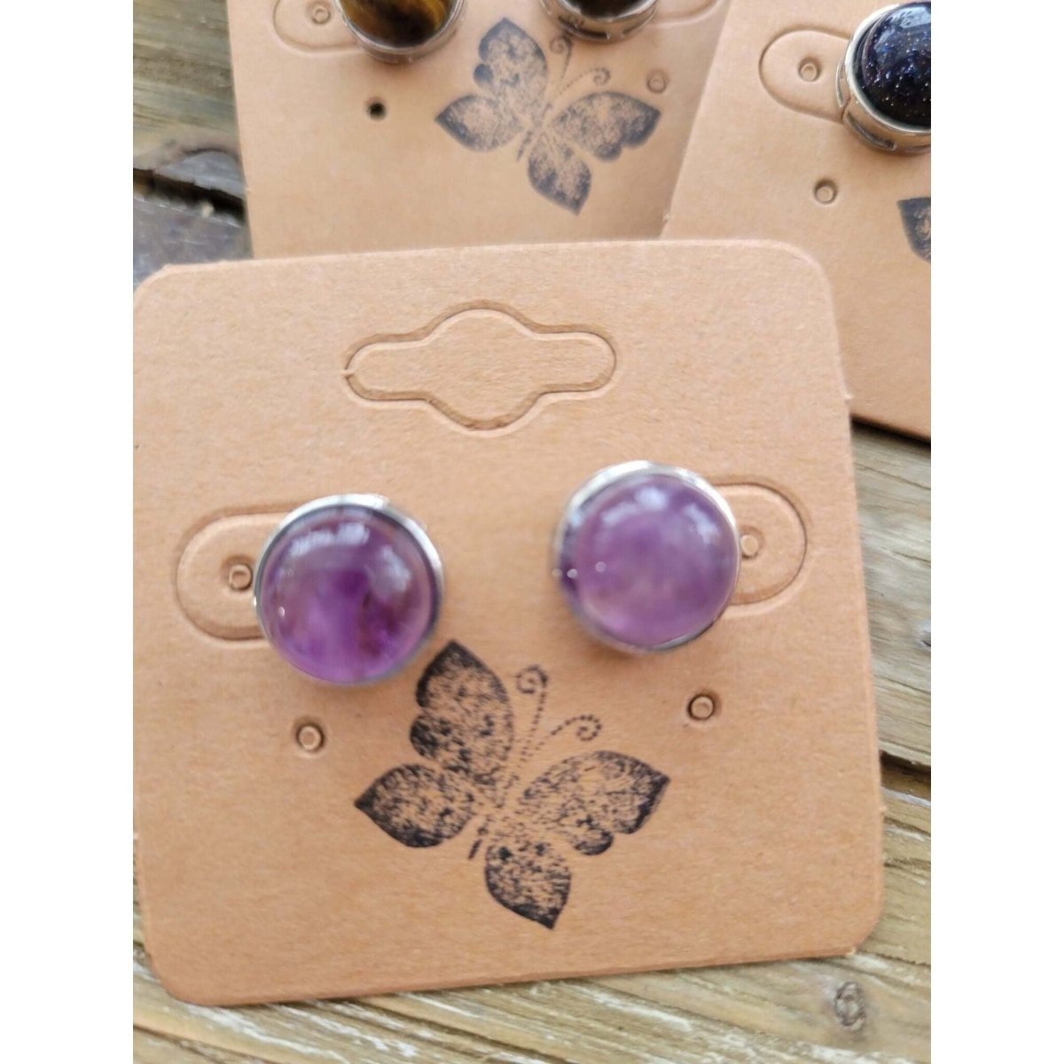 Stud Earrings, with Brass Findings, Half Round, Crystal Studs -