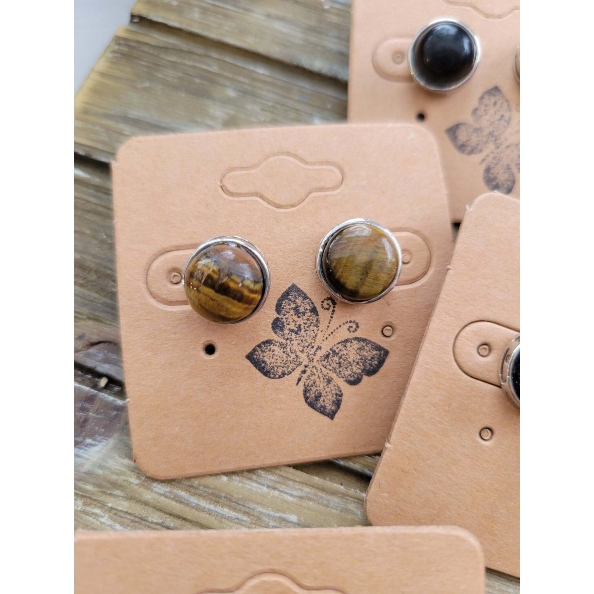 Stud Earrings, with Brass Findings, Half Round, Crystal Studs -