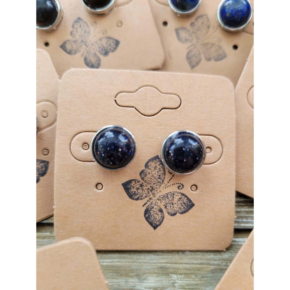 Stud Earrings, with Brass Findings, Half Round, Crystal Studs -