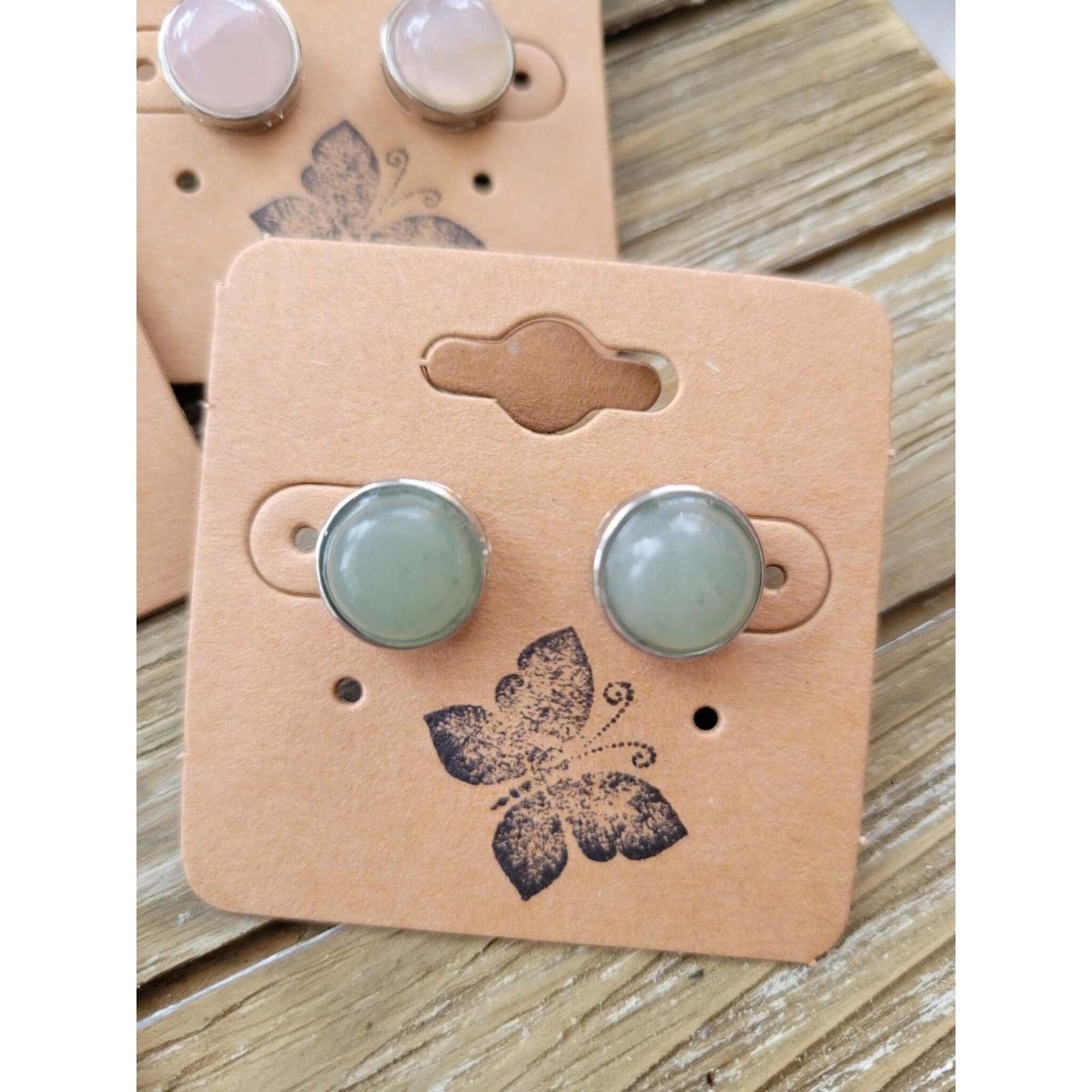 Stud Earrings, with Brass Findings, Half Round, Crystal Studs -