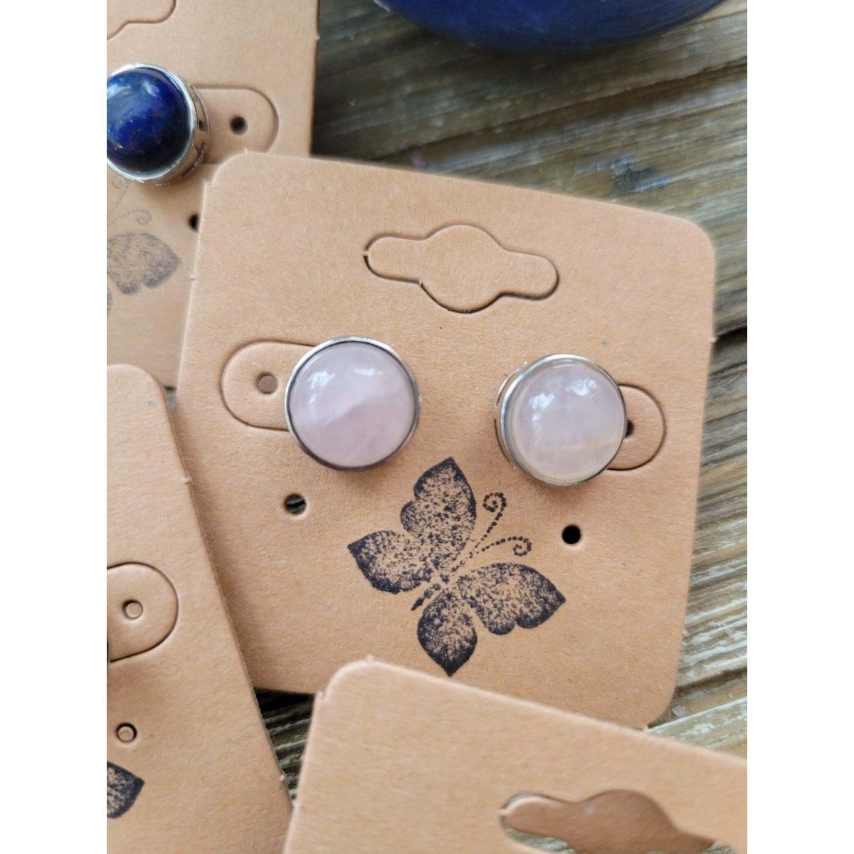 Stud Earrings, with Brass Findings, Half Round, Crystal Studs -