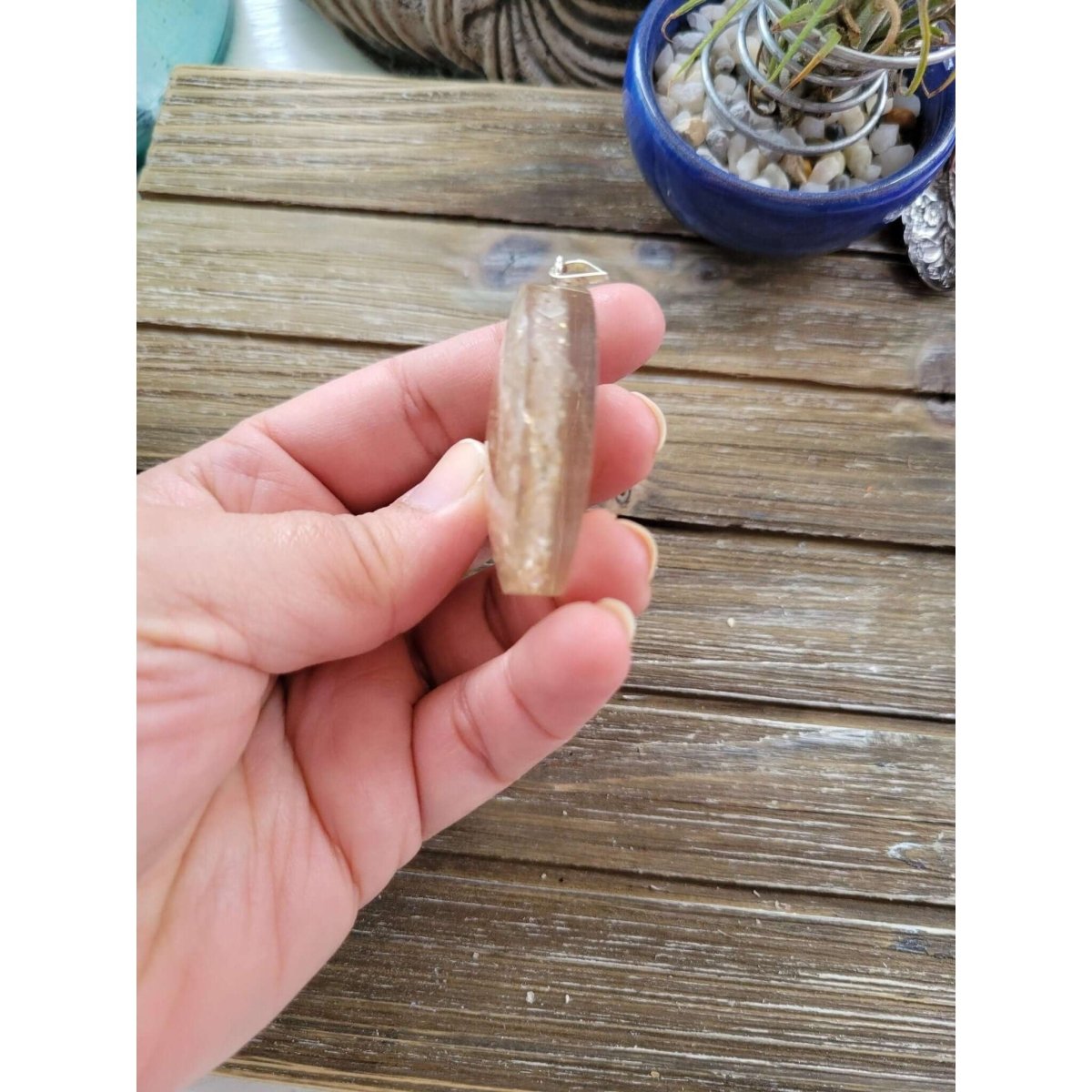 Tree of Life round Selenite Orgone Energy Pendant 1.5" -