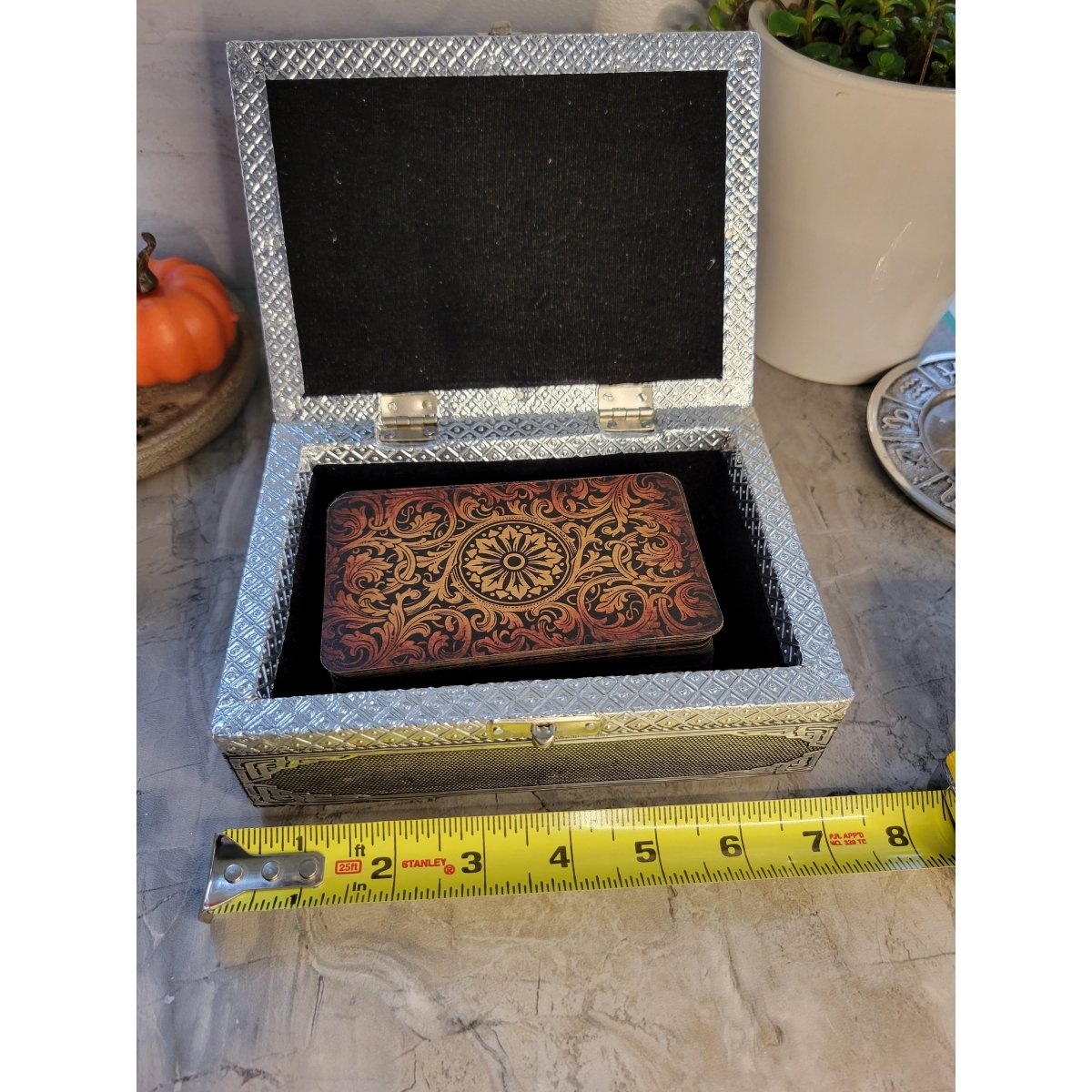 Tree of Life Triquetra handmade carved metal over wood/ tarot box/ altar box -Decor