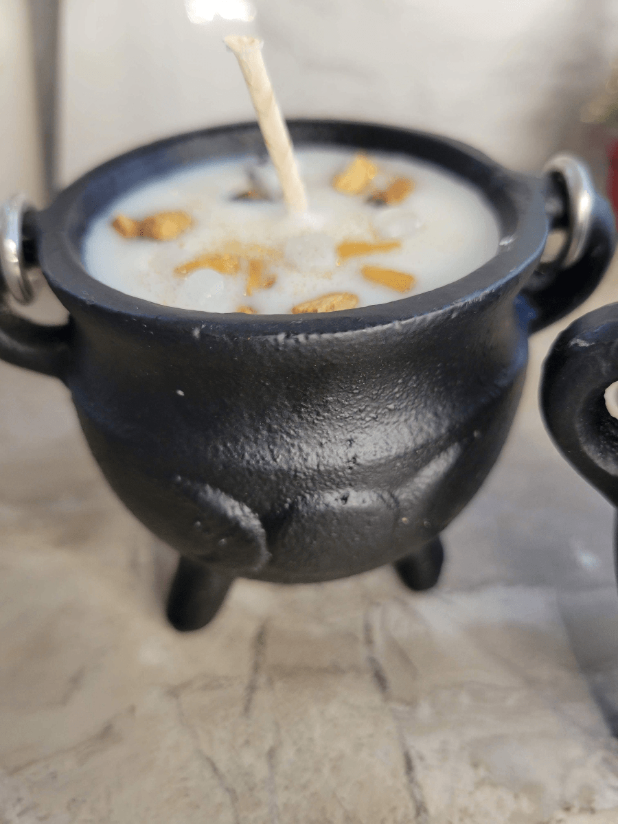 Triple moon pentacle cauldron soy candle intention candle Palo Santo Candle -