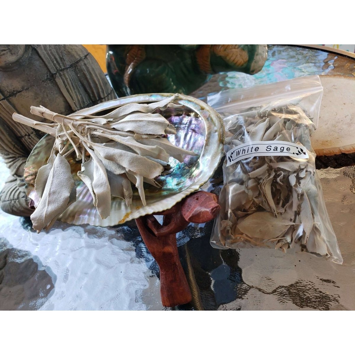 White Sage loose leaves and clusters 1 Oz -