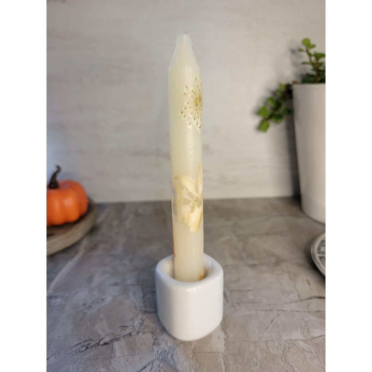 White Taper candle Holder, Ceramic handmade candle holder -