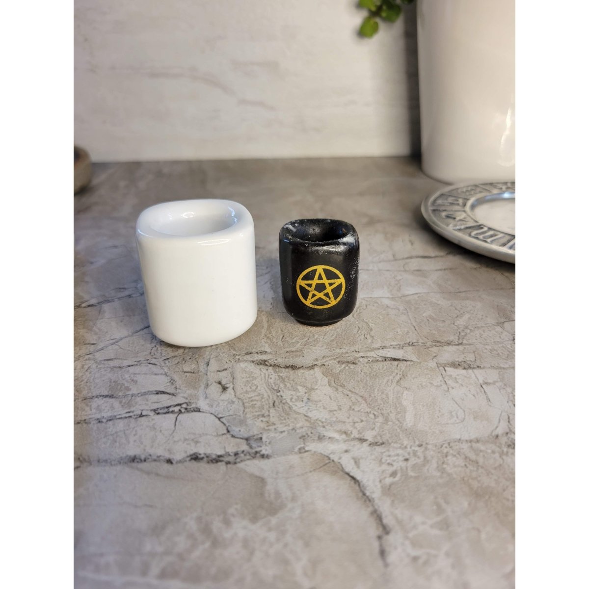 White Taper candle Holder, Ceramic handmade candle holder -