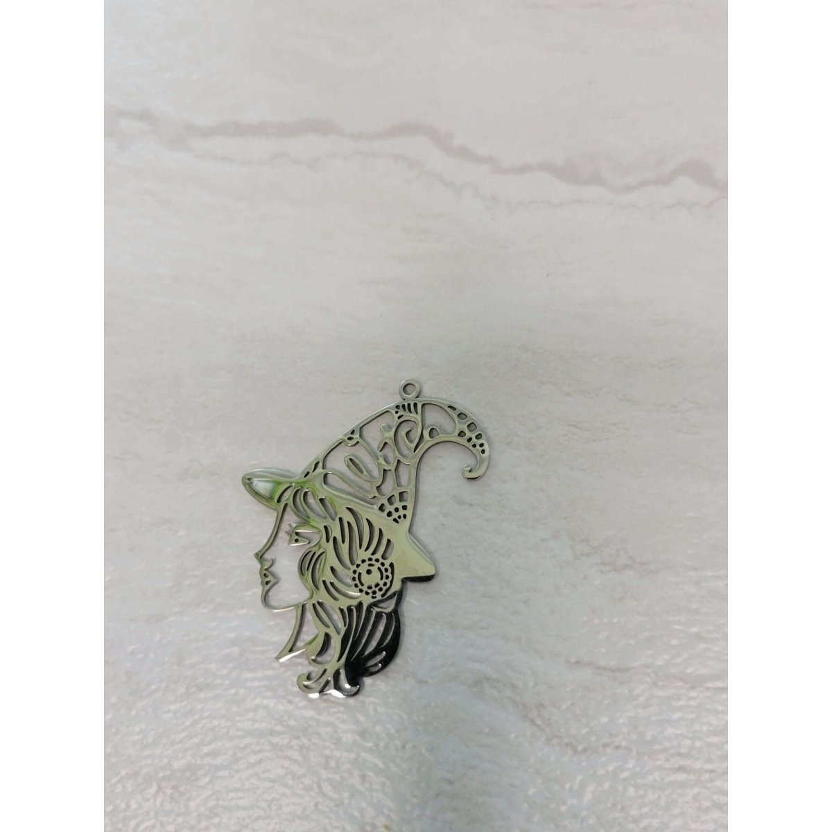 Witch Girl Face Charm, Witch Jewelry, Stainless Steel Pendants -Charms & Pendants