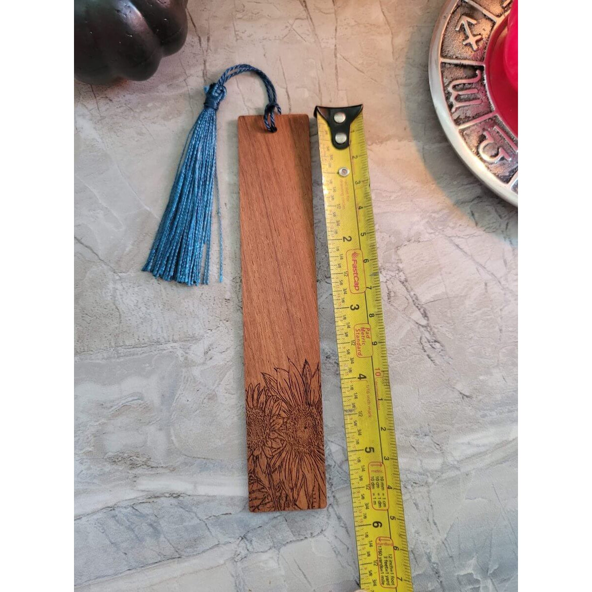 Wood Bookmarks, with Tassel Pendant Decoration, Saddle Brown -