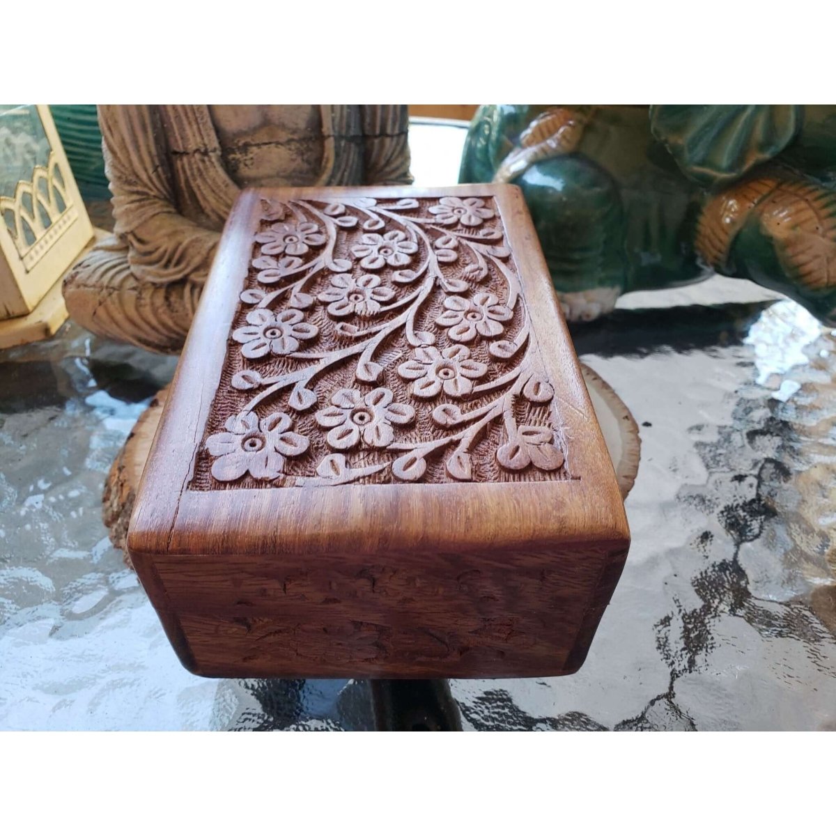 Wood box, tarot box, runes, crystals, witch altar, flower box -