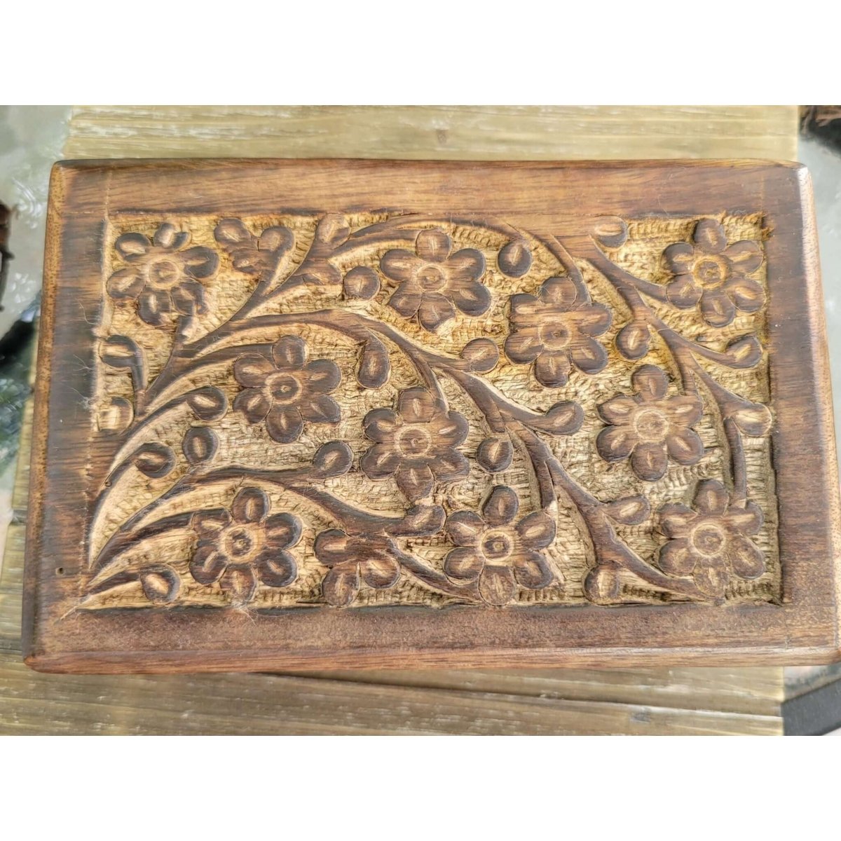 Wood box, tarot box, runes, crystals, witch altar, flower box -