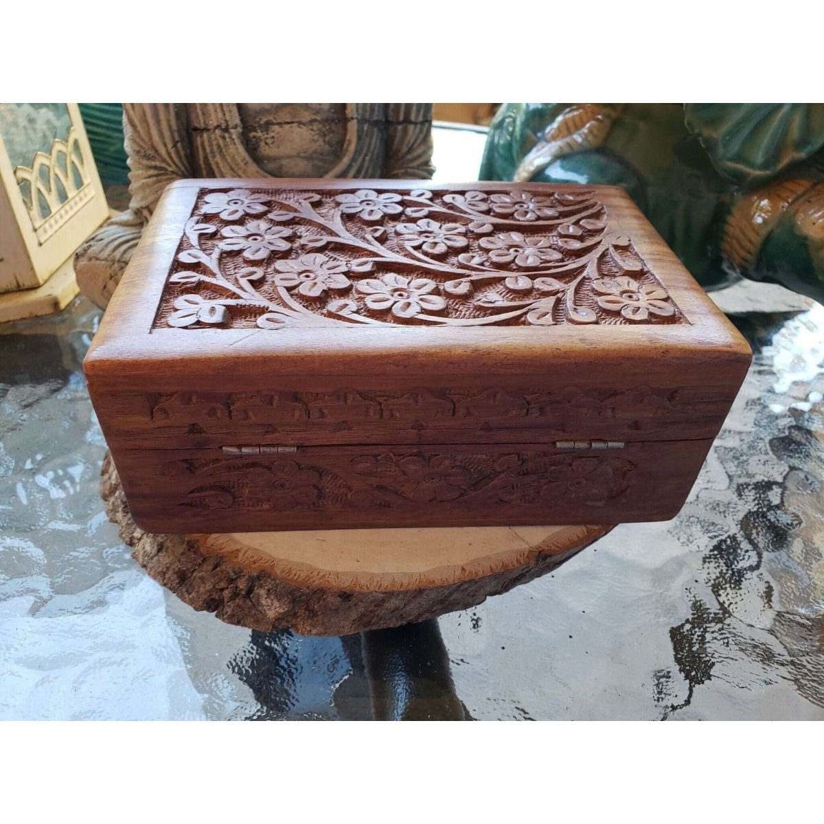 Wood box, tarot box, runes, crystals, witch altar, flower box -