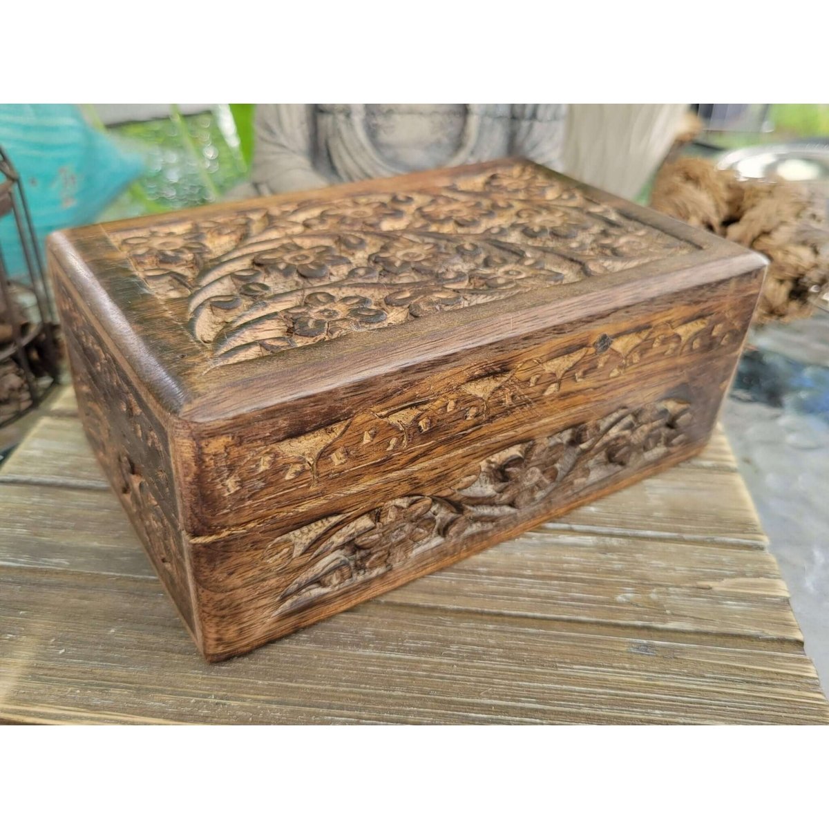 Wood box, tarot box, runes, crystals, witch altar, flower box -