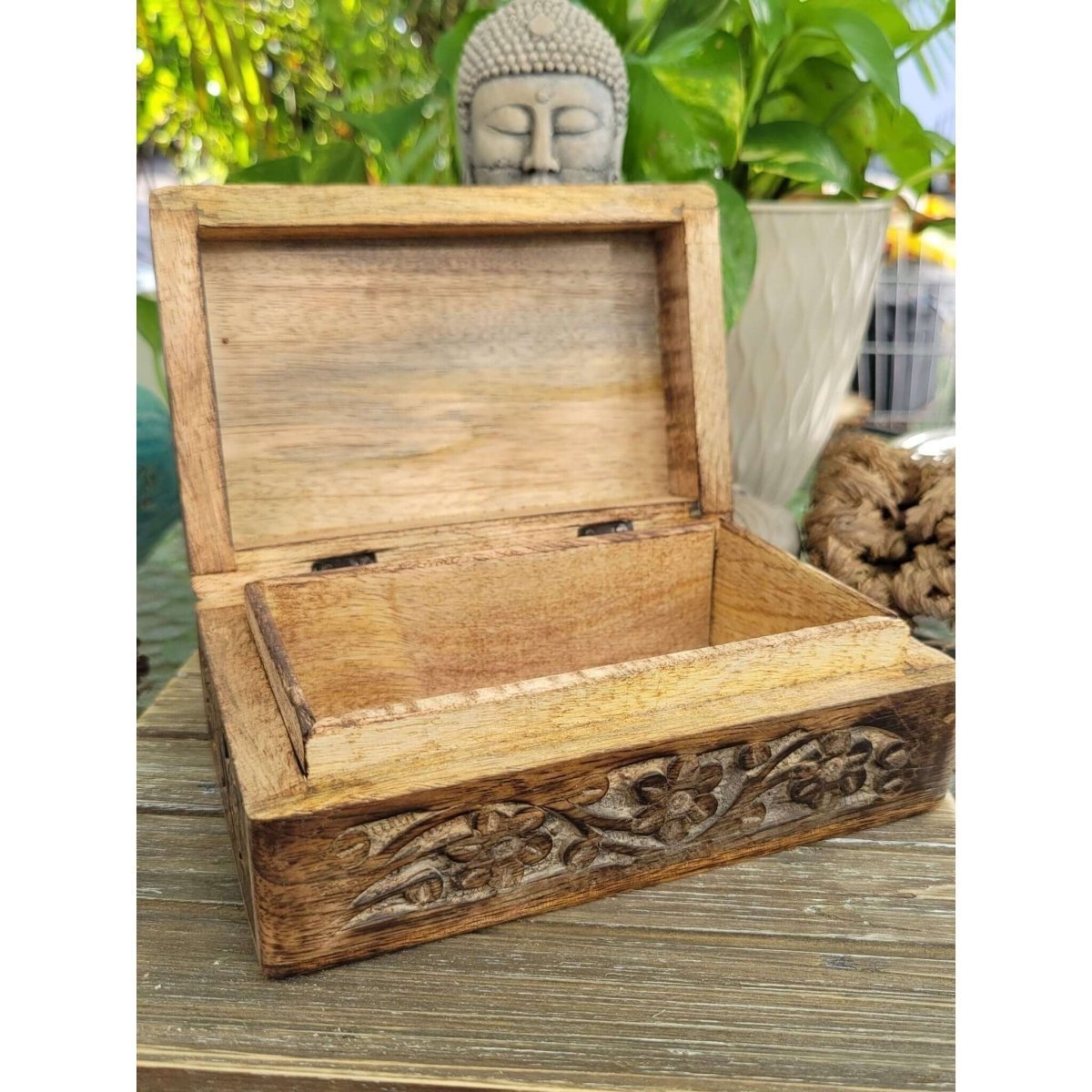 Wood box, tarot box, runes, crystals, witch altar, flower box -