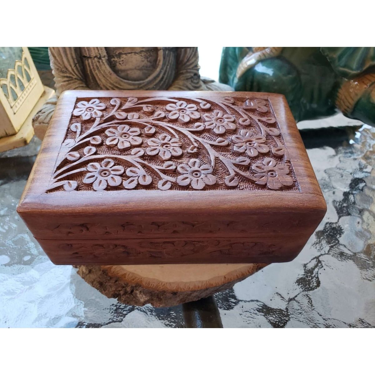 Wood box, tarot box, runes, crystals, witch altar, flower box -