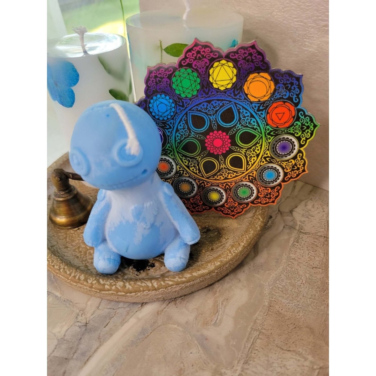 Wooden Hamsa, Seven Chakra Coaster Altar Tile -Coasters