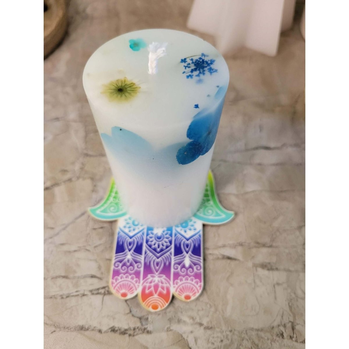 Wooden Hamsa, Seven Chakra Coaster Altar Tile -Coasters