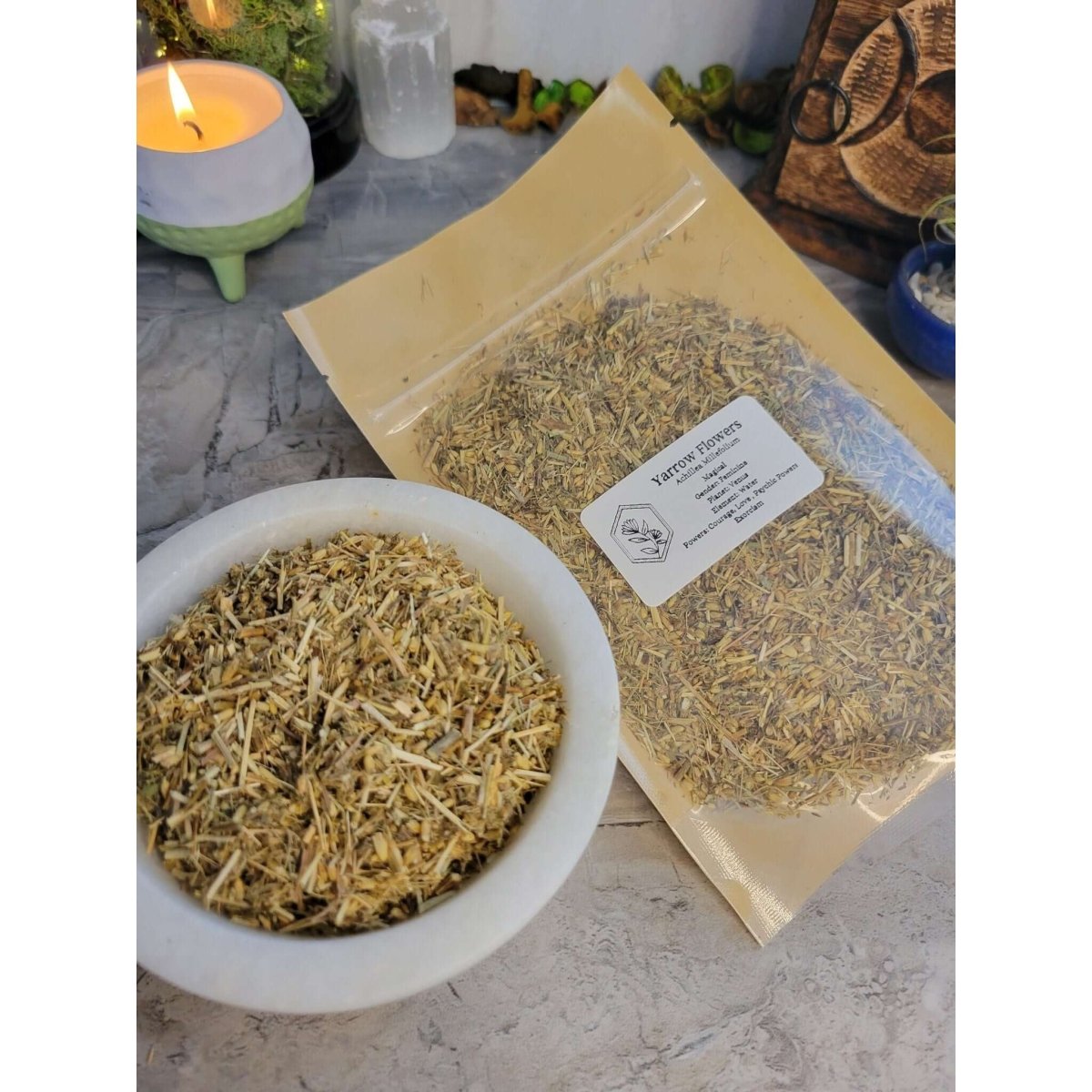 Yarrow Flower, Cut & Sifted 1oz -Herbs & Spices