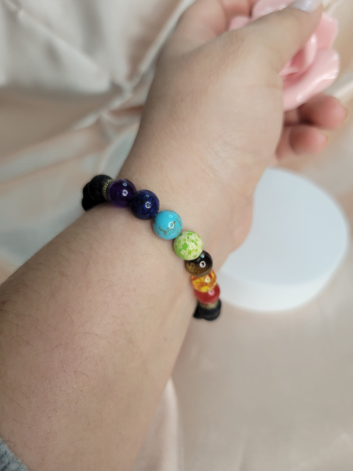 Chakra Gemstone Lava Rock  bracelets