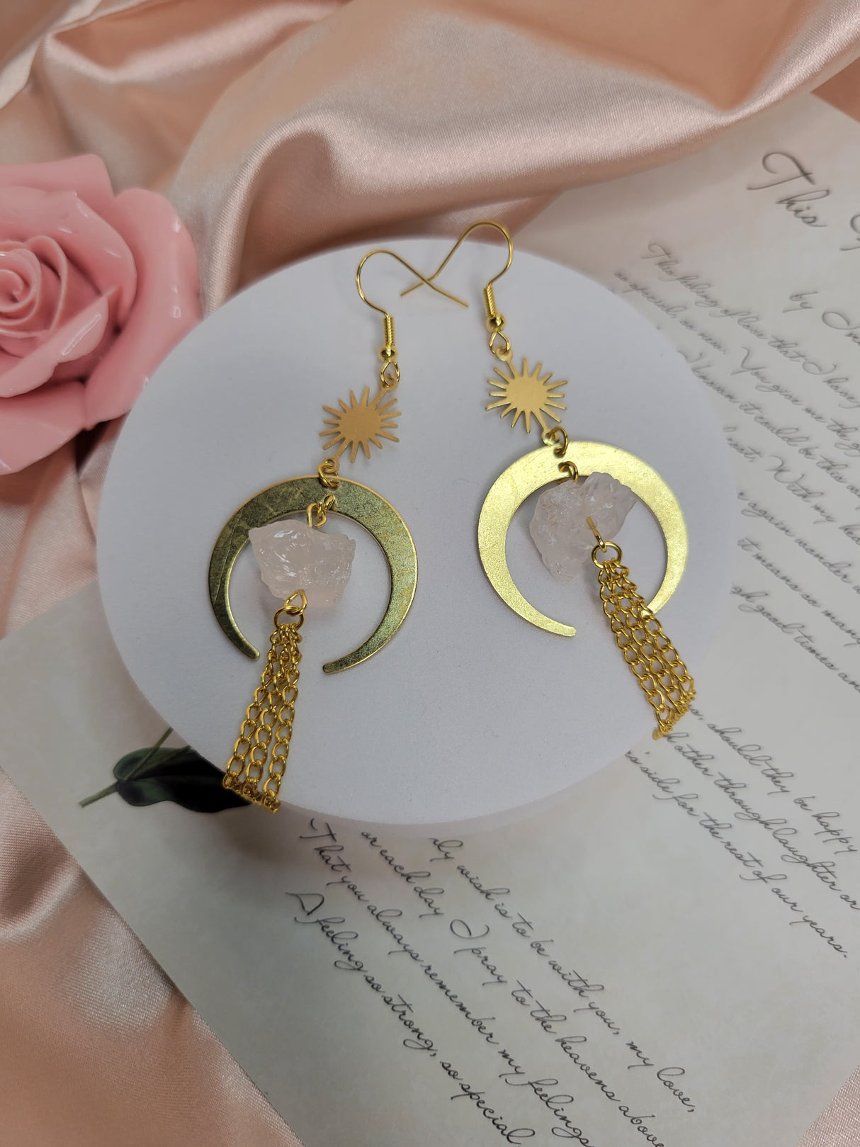 Crystal Crescent Moon Earring
