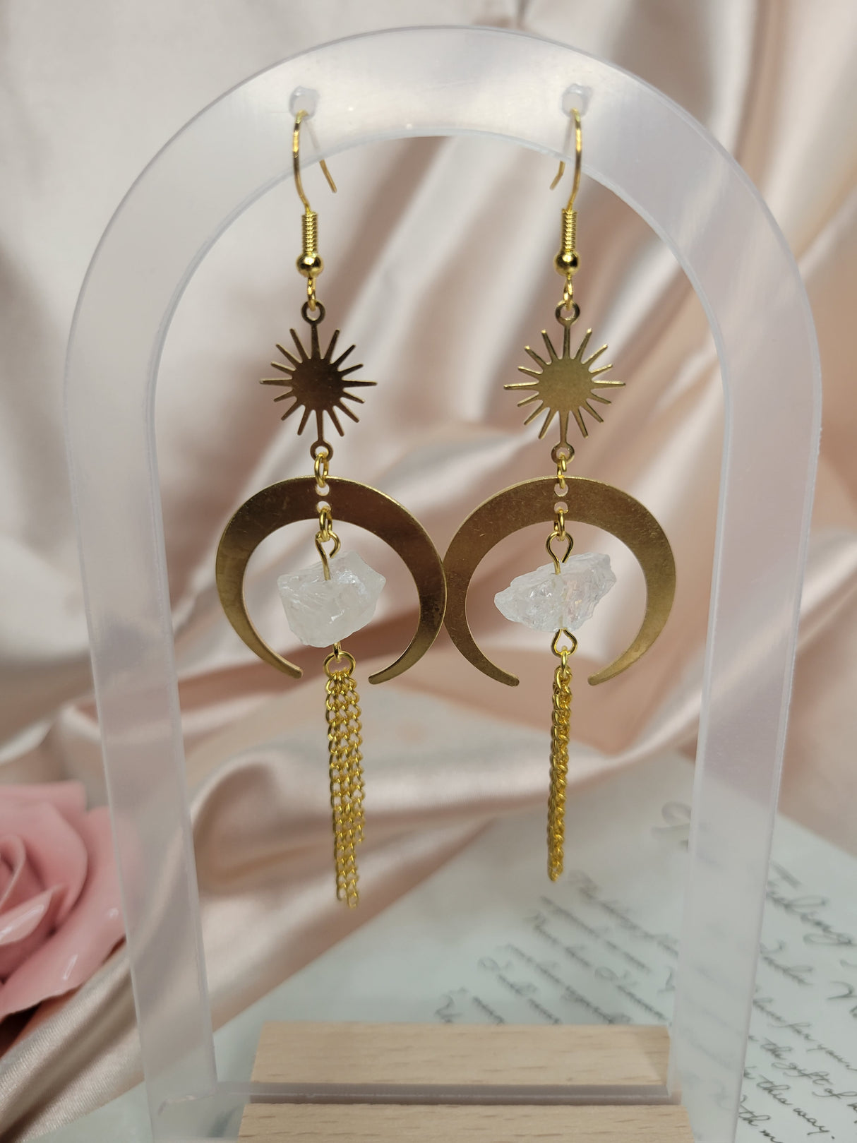 Crystal Crescent Moon Earring