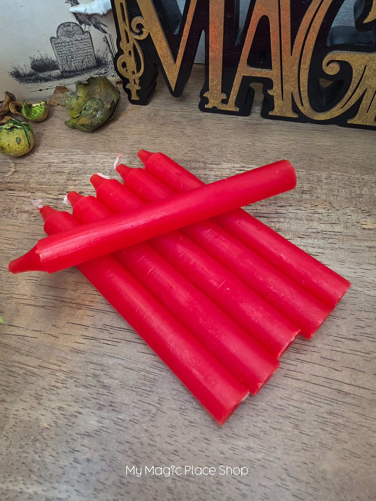Red Taper Candles - Set of 6 - Handcrafted Home Decor