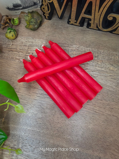 Red Taper Candles - Set of 6 - Handcrafted Home Decor