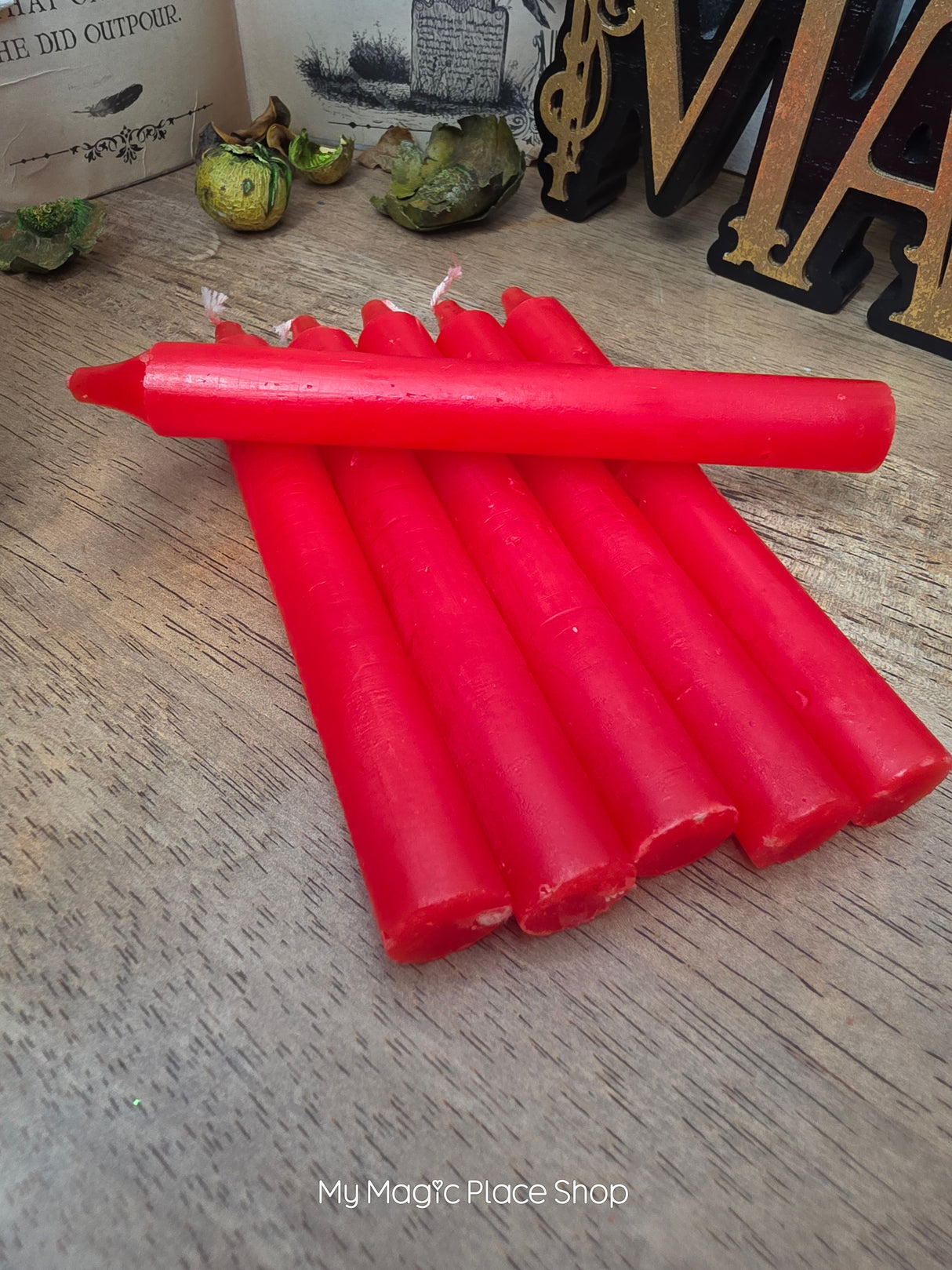 Red Taper Candles - Set of 6 - Handcrafted Home Decor