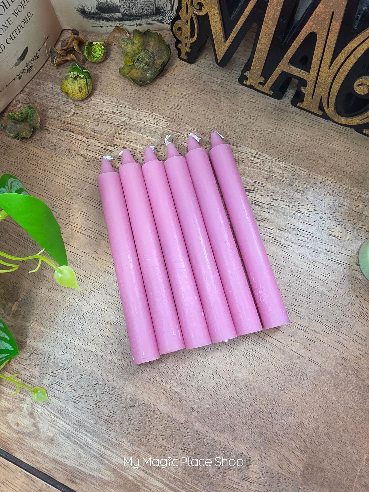 Pink 6 Inch Taper Candles | Unscented Paraffin Candles | Set of 6