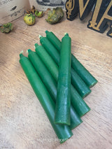 Green 6 Inch Taper Candles | Unscented Paraffin Candles | Set of 6