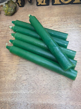 Green 6 Inch Taper Candles | Unscented Paraffin Candles | Set of 6