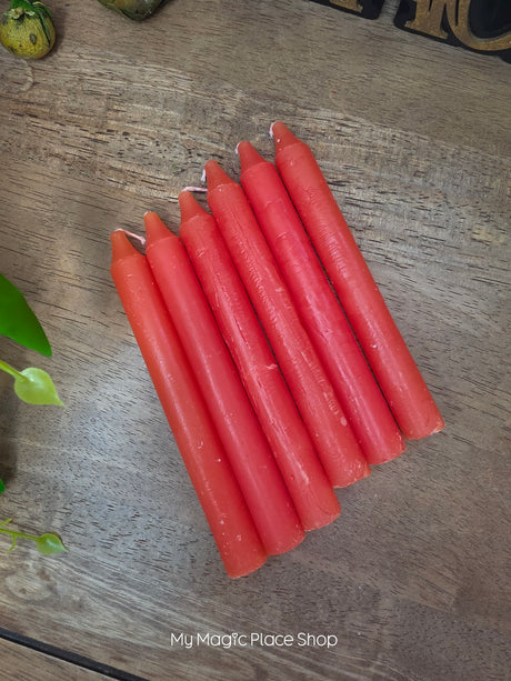 Orange 6 Inch Taper Candles | Unscented Paraffin Candles | Set of 6