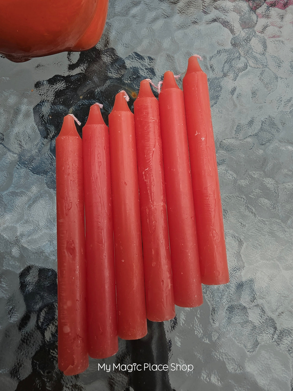 Orange 6 Inch Taper Candles | Unscented Paraffin Candles | Set of 6