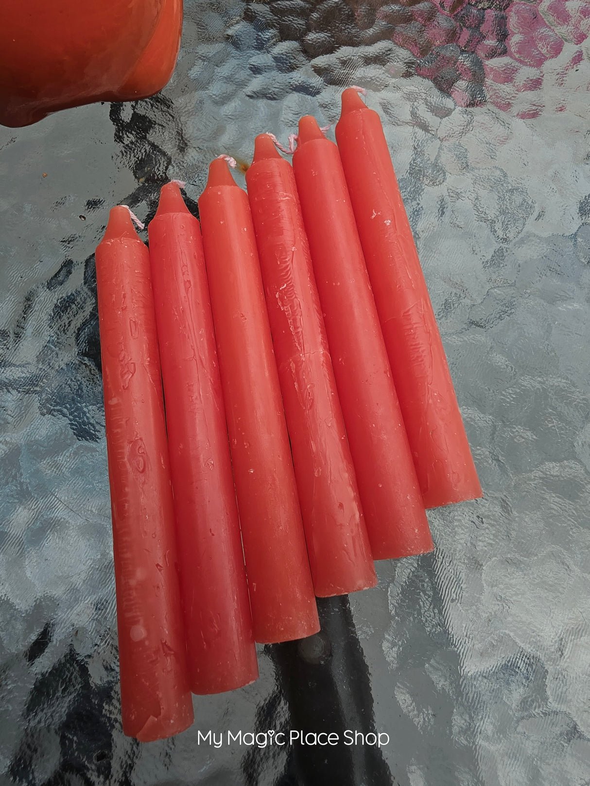 Orange 6 Inch Taper Candles | Unscented Paraffin Candles | Set of 6