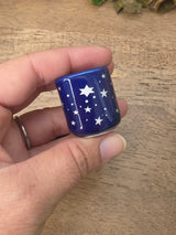 Handmade ceramic blue gold star chime holders, galaxy candle holders