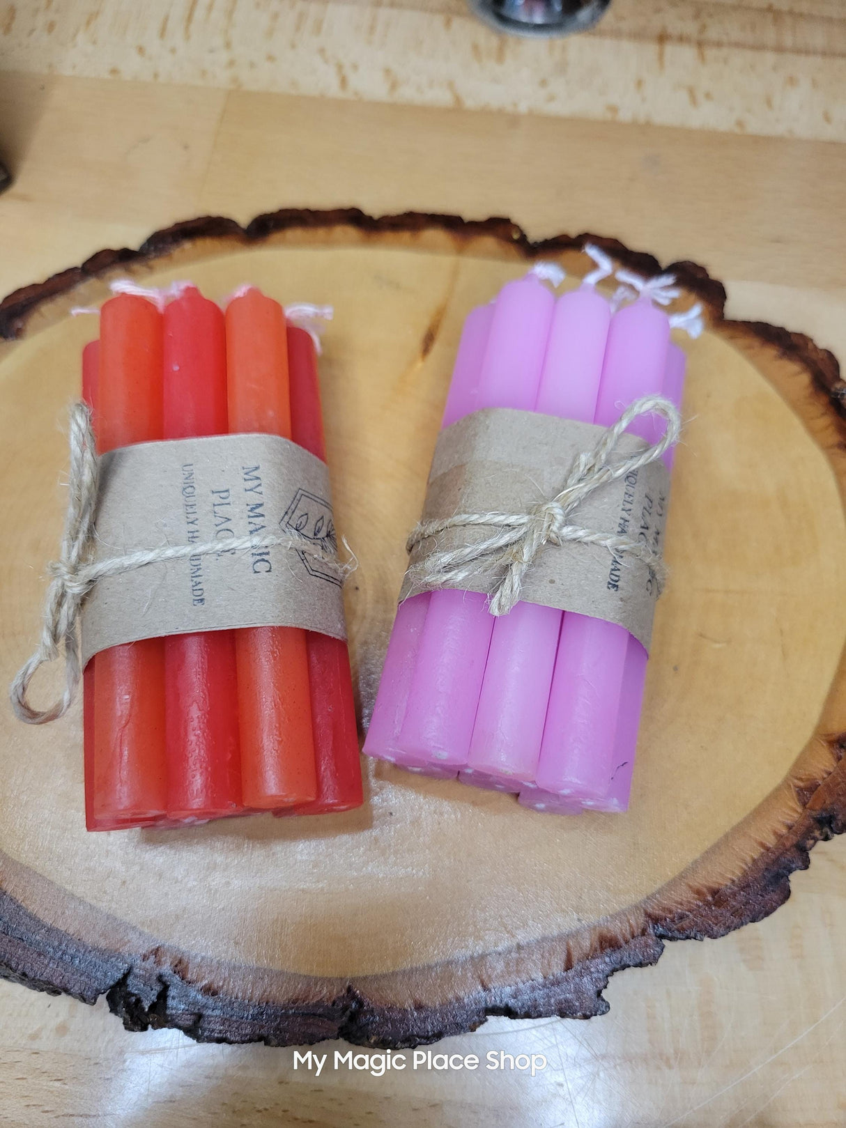 Mini Color Chime Spell Candles set of 10 unscented ritual candles in assorted colors for altar decor and spiritual practices.