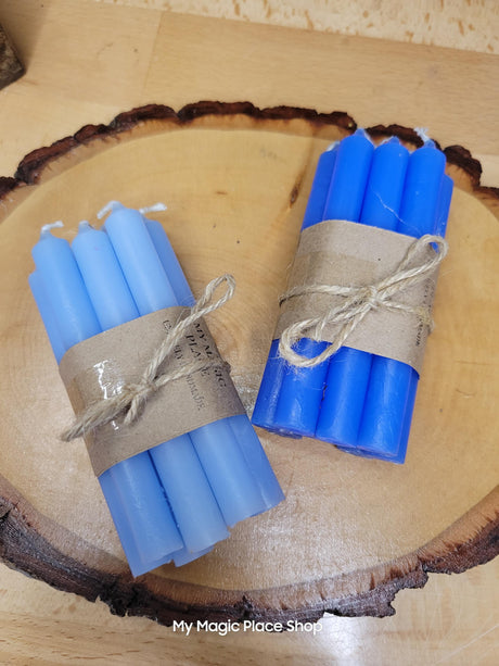 Mini Color Chime Spell Candles set of 10 unscented ritual candles in assorted colors for altar decor and spiritual practices.