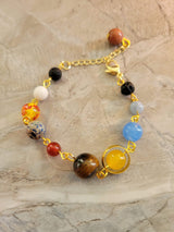 Universe galaxy the nine planets guardian star, natural mixed gemstone beads bracelets