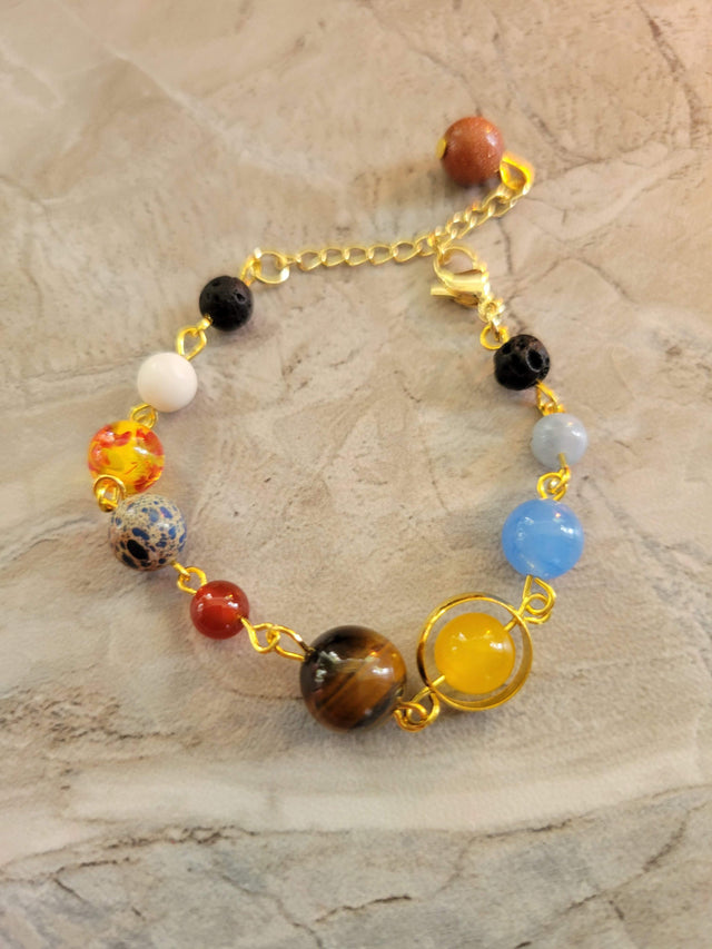 Universe galaxy the nine planets guardian star, natural mixed gemstone beads bracelets